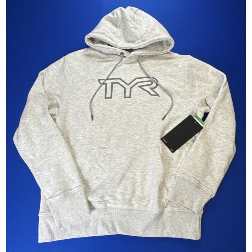 TYR Big Logo Pullover Hoodie Heather Cream Men's Size M